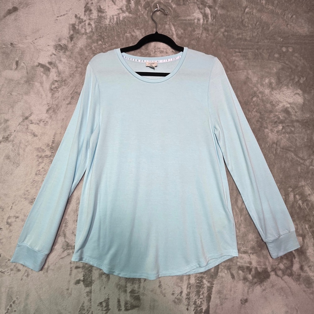 J.Crew Womens Light Blue Long Sleeve Crewneck Viscose Blend Top Size M 1719